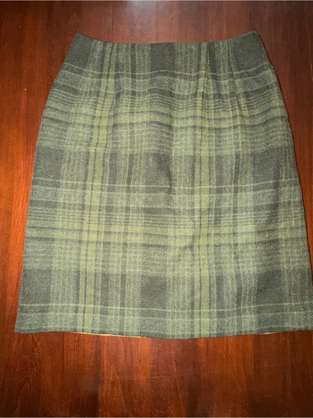 Vintage Savannah Green Plaid Wool Skirt Size 4 90s Academia
